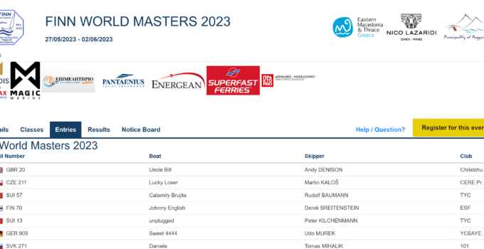 Finn World Masters 2023 – Kavala – Greece – 27.05.23-02.06.23