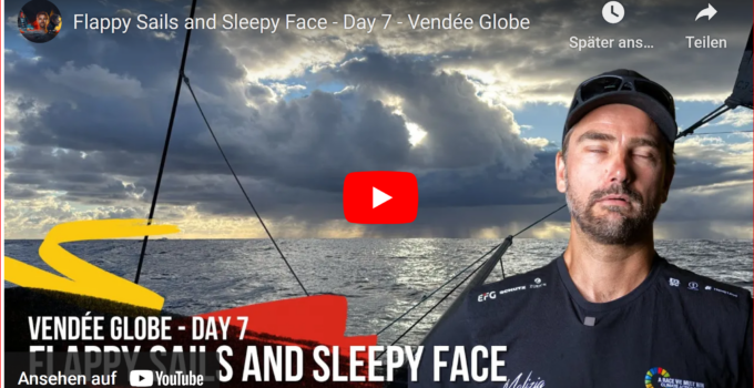 Vendée Globe 2024 – day 8 – Boris 33. – Flappy Sails and Sleepy Face