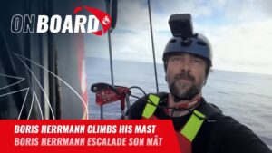 Boris Herrmann climbs his mas...